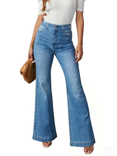 KUNMI Women's Flare Bell Bottom Jeans High Waisted Wide Leg Bootcut Jeans Stretchy Denim Pants