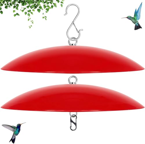 13' Hummingbird Feeder Dome Guard,Bird Feeder Rain Cover,Dome Weather Proof for Bird Feeders Pole, (Bright Red), 2Pack