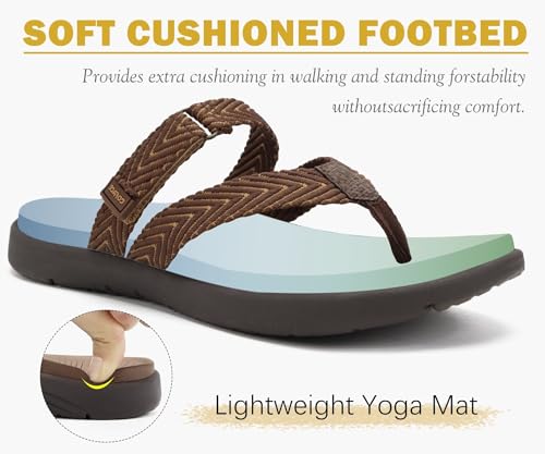 Image of COFACE Womens Trendy Orthotic Flip Flops Lightweight Yoga Mat Thick Cushion Walking Thong Sandals Adjustable Slip On Slippers With Comfortable Plantar Fasciitis Arch Support