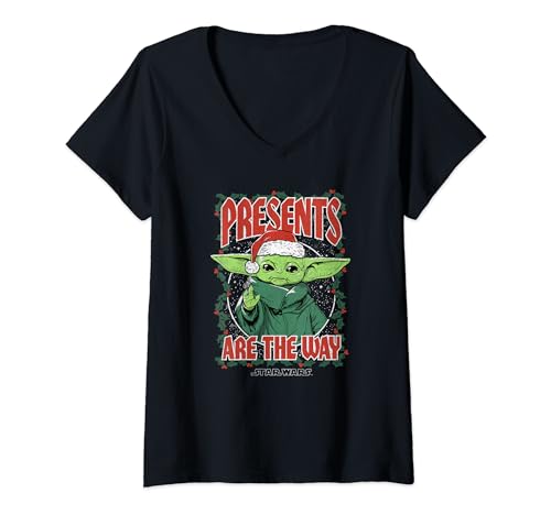 T-shirt Star Wars col V Grogu de Noël fini les pulls trop chauds