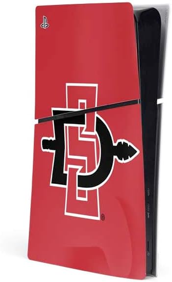 Skinit Decal Gaming Skin Compatible with PS5 Slim Digital Edition Console - Officially Licensed San Diego State University Aztecs Red Logo Design