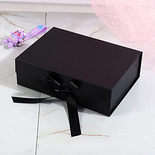 Boite cadeau, Bowknot Boite Cadeau Boite Cadeau Magnétique Boîte Cadeau Avec Couvercle Boîte de Cadeau Rectangulaire Boîte Décorative, Pour Anniversaire Emballage Cadeau (Noir) - Image 4