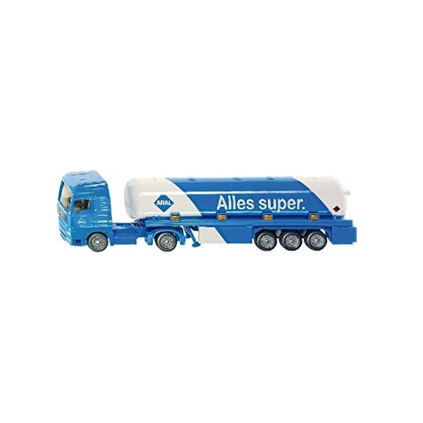 siku 1626, Tanksattelzug, Metall/Kunststoff, 1:87, Blau/Weiß, ARAL-Optik, Spielzeugauto für Kinder, Bereifung aus Gummi