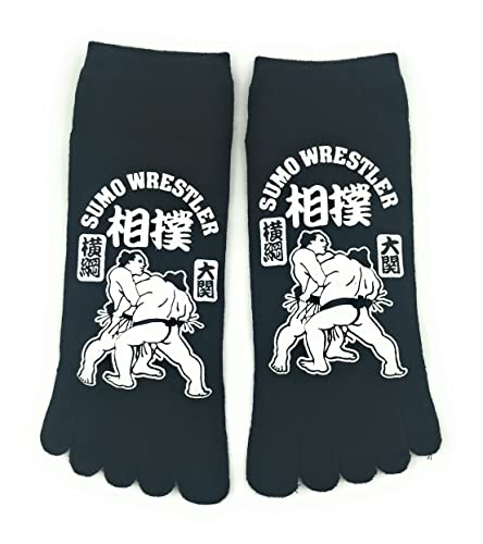 和柄 5本指靴下 【sumo 相撲・横綱・大関】 25-28cm 《99644》 (黒‐白)