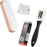 YUNYU Set di 4 pezzi per la cura della pelle scamosciata: spazzola per scarpe in pelle scamosciata con gomma e panno di pulizia, strumento per rimuovere le macchie per scarpe sportive in pelle