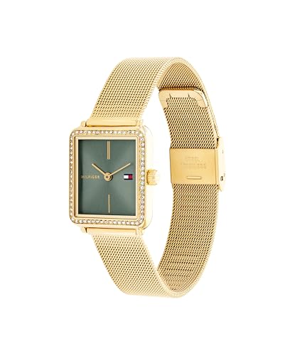 Tommy Hilfiger Women's Tank Style Watch – Stainless Steel Case with Crystal Bezel, Mesh Bracelet – Chic and Sparkling Quartz Timepiece - Gift for Her2