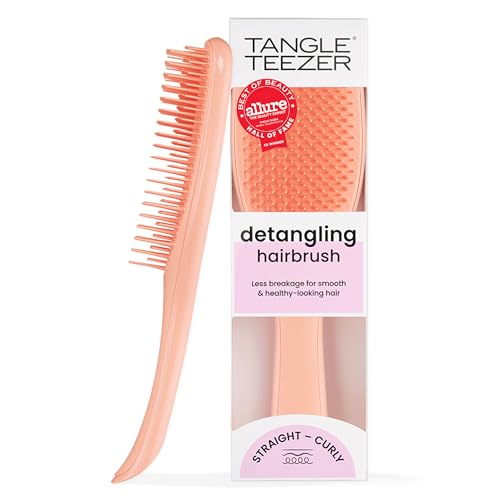Image of Tangle Teezer Ultimate Detangler Brush, Straight to Wavy, Apricot | Patented two-tier, regular-flex teeth reduce breakage & split ends on wet or dry hair; Shower-friendly hairbrush for all ages