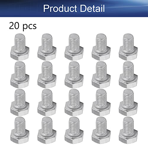 Image of Bettomshin 20Pcs M8 x 12mm Hex Bolts, 304 Stainless Steel 1.25mm Thread Pitch Fully Threaded Metric Hex Head Screw Bolts, Hexagon Screw Bolt, Hex Tap Bolts, Silver (Overall Size 17.45x13x13mm)