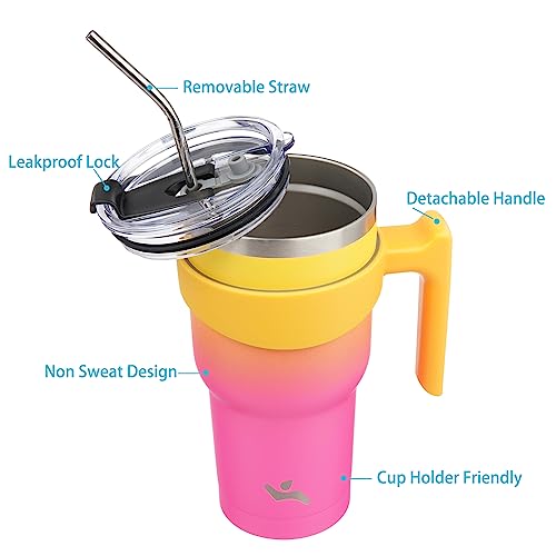 Image of Konokyo 40 oz Tumbler with Handle and Straw, Insulated Travel Mug