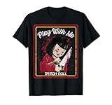 Vintage Child Game Horror Shirts and Hoodies Vintage Horror, Play With Me, Haunted Ichimatsu Doll T-Shirt - Unisex-Adults, Black, Small, Short Sleeve