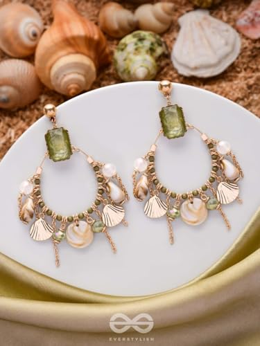 Image of SANJOYA by EVERSTYLISH Embroidered Earrings for Women | Hoop Earrings with Stones, Beads, Pearls & Glass Drops | Lightweight Ethnic & Festive Jewelry for Weddings & Parties
