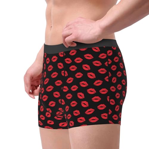 Sexy Red Lips Kiss Print Underwear For Men Comfy Cozy Holiday Boxer Briefs3