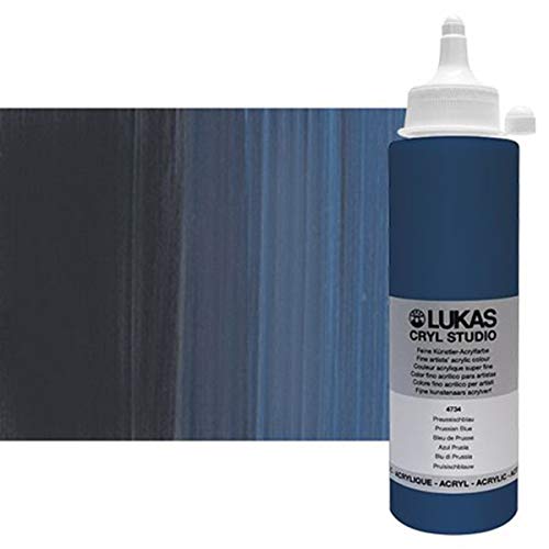 Lukas CRYL Studio Artist Acrylic Paint, Prussian Blue, 250 ml Bottle - High Pigment Acrylic Paints for Canvas Painting, Large Scale Works - Medium-Viscosity, Water-Mixable, Fast Drying
