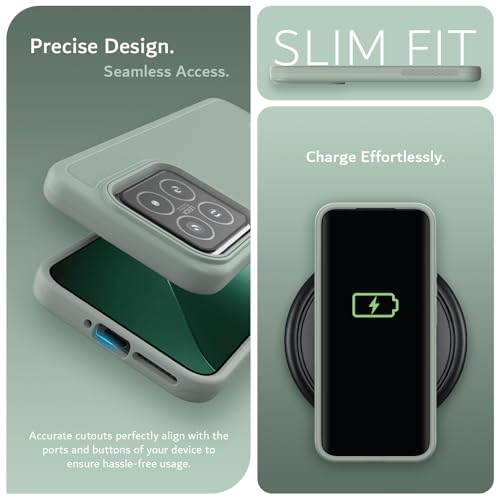 Image of TUDIA DualShield Grip Designed for Xiaomi 14 5G Back Cover (2024), [MergeGrip] Military Grade Dual Layer Shockproof Slim Tough Heavy Duty Protection - Green Lily