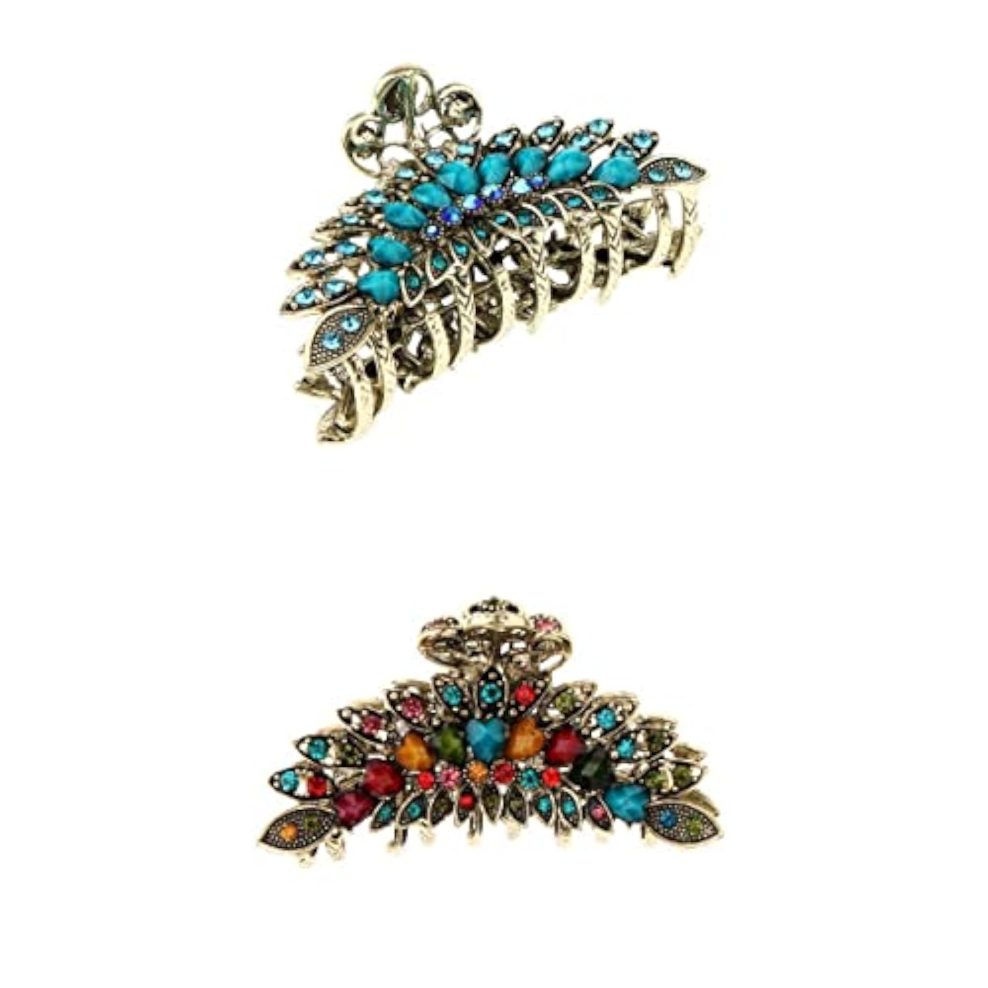 2 Pieces Large Rhinestone Crystal Hair Claw Jaw Clips