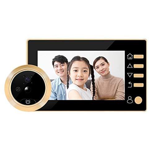 Sbeautli Timbre de 4,3 Pulgadas LCD Digital electrónica Espectador de la Puerta 145 del Grado HD Mirilla Timbre de la cámara de vídeo Fácil Instalación (Color : Gold)
