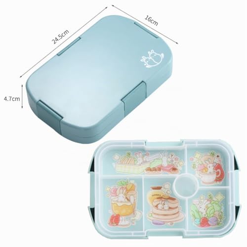 Foto von Kinder Lunchbox | Bento Box mit Fächern | Brotdose Kinder | Robuste Brotbox mit 6 Fächer Unterteilung | Kinder Jausenbox Kindergarten Schule (Blau)