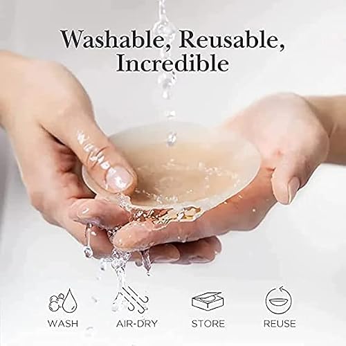Hrtesus 2 Pairs Seamless Cake Cover Ultra Thin Invisible Bra, Braless Cake Cover, Non-Adhesive Flex Head, Reusable Adhesive Nipple Covers (Champagne, Large (Fits D+ Cups)) #TOP5