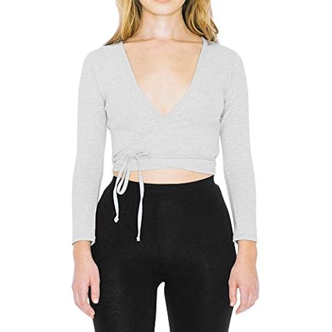 American Apparel Women's Cotton Spandex Julliard Long Sleeve Top, Heather Grey, Medium Cover