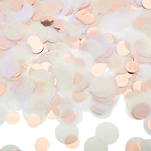 Image of TecUnite White Ivory Champagne Round Tissue Paper Table Confetti Dots for Wedding Birthday Party Decoration Arts Craft DIY Scrapbooking, 1.76 oz (2.5 cm)