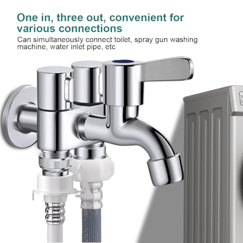 Image of HASTHIP 3 in 1 Flush Wall Faucet with Angle Valve Bathroom Kitchen Tap