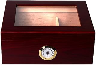 Mantello Royale Glass-Top Cigar Humidor Humidifier Box with Hygrometer - Holds (25-50 Cigars)