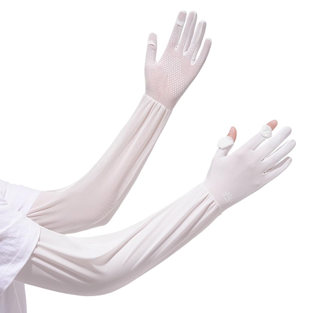 UV-Schutz, kühlende Armwärmer mit Vollfinger-Handschuhen, UPF50+ Sonnenschutz-Arm-Ärmel-Handschuhe, Flip-Tip-Finger, Touchscreen-Design, rutschfeste Handfläche
