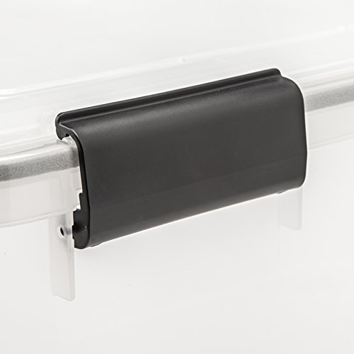 Image of IRIS USA 30 Quart WEATHERPRO Plastic Storage Box with Durable Lid and Seal and Secure Latching Buckles, Clear with Black Buckles, 1 Pack