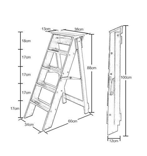Bibliothèque escabeau en bois pliable multifonctions pour la maison