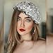 ZARSIO Women Sparkly Sequin Beret Fashion Beanie for Dancing Party, Club, Disco, Festival Party (US, Alpha, Medium, Silver)