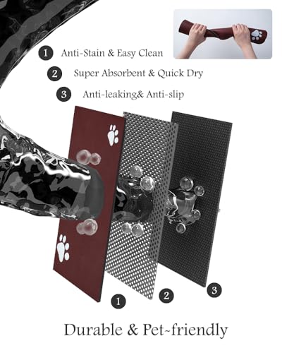 Image of Pet Feeding Mat-Absorbent Dog Mat for Food and Water Bowl-No Stains Quick Dry Water Dispenser Mat-Dog Accessories Pet Supplies-Bowl for Messy Drinkers（RED,12 inchx19 inch