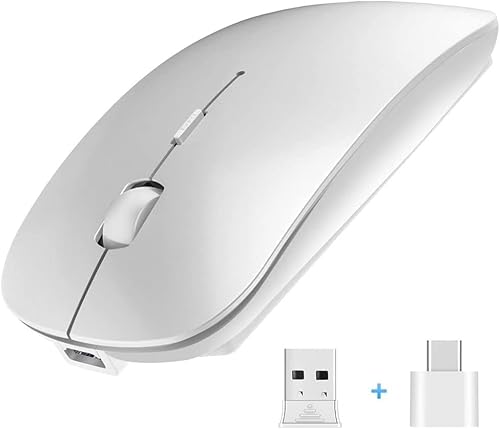 Nuevo mouse inalámbrico delgado actualizado, mouse silencioso para portátil de 2.4 G con nano receptor, mouse inalámbrico ergonómico para laptop,