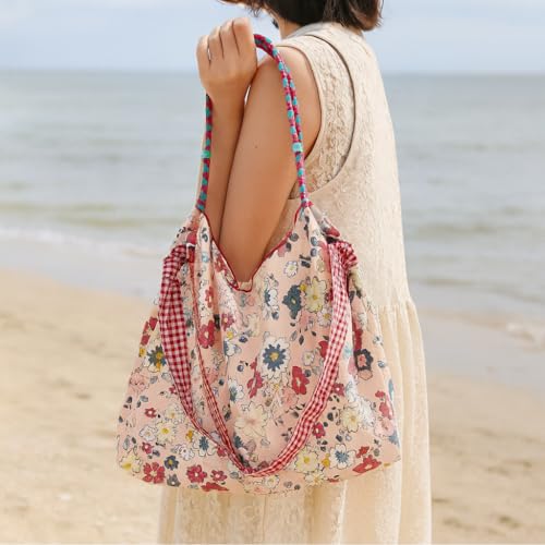 Bolso tote floral para hombro, bolso de mano casual con bolsillo interior, bolso suave multiusos para viaje y compras miniatura 1