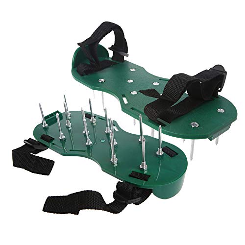 LQKYWNA 1 Pair of Scarification Shoes with Elastic Bands and Nails, Garden Yard Grass Cultivator Scarification Lawn Aerator Nail Shoes Tool