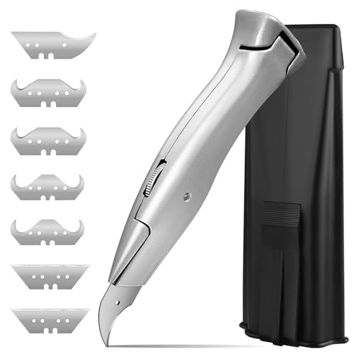 WGIDSKKI Cutter pour moquette, avec 8 Cutters à Lame à Crochet et Lame Trapézoïdale, Cutter pour Lames Trapézoïdales, CutterProfessionnel pour Couper les Revêtements de Sol PVC