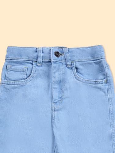 Image of KiddoPanti Boys Regular Fit Denim Pant | Stretch Poly Cotton Denim | Regular Fit Full Length Pant | Back Elasticated & Button with Zip Open Fly