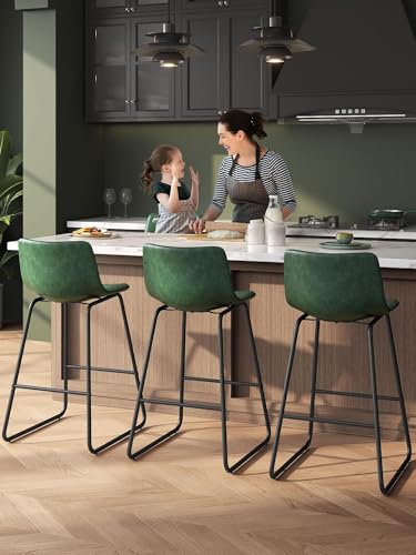 Image of 26in Bar Stools Counter Height Chairs Set of 2 (Green)