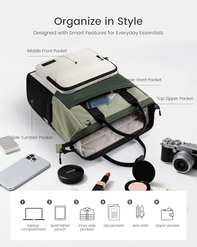 Image of LOVEVOOK Laptop Backpack for Women, 15.6 Inch Travel Backpack for Work College Business, Water Resistant Teacher Nurse Bag with Large Capacity, School Bookbag Bags Cute Daypack for Woman Girls