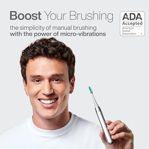 Image of Aquasonic Icon ADA-Accepted Rechargeable Toothbrush | Magnetic Holder & Slim Travel Case | 2 Brushing Modes & Smart Timers | Gentle Micro-Vibrations (Stone)
