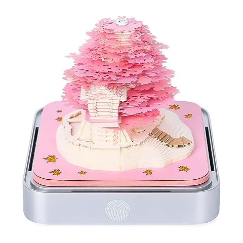3D Memo Pads Paper Desk Calendar, 2024 Calendar Sakura Tree Creative 3D Notepad Artopad Carving Gift Desktop Decoration, Artist Desk Calendar (Sakura Tree-Pink) Cover