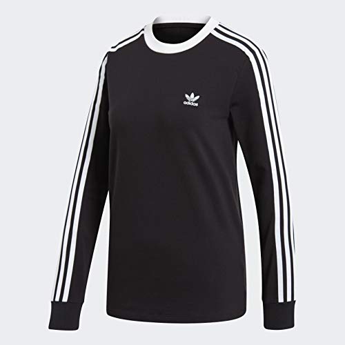 adidas Originals Women's 3-Stripes Long Sleeve Tee, black, Small