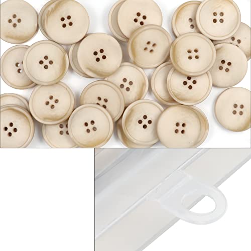 Hegebeck 30Pcs Assorted Buttons For Sewing, 28Mm 4 Holes Round Craft Button Flatback Buttons For Sewing Diy Crafts Coat Suit Manual Button Painting Handmade Clothing Repair, Brown Beige #TOP3