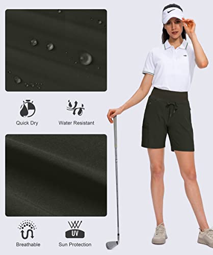 Image of Obla Women's Hiking Cargo Shorts Zipper Pockets Soft High Waisted Quick Dry 7 Inch Long Shorts for Women Golf Athletic Summer