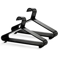 KEPLIN Adult Plastic Coat Hangers - 25pk, Strong Clothes Hangers for Clothes Rail & Closet, Clothing Hanger with Suit Pants Trouser Bar and Clips, Space Saving, 37.5 cm Wide