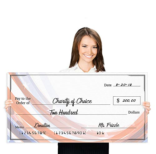 Giant Fake Check for Endowment Award - 16" x 32" - Large Novelty Presentation Checks Plaque - Blank Big Reward Prize Spin Wheel Donation - Raffle Fundraising Winners Celebration