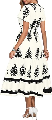 Image of Floral Print Dress for Women Boho Long Dresses Flowy A line Dresses Fit for Office and Casual Vacation Cocktail Party Prom