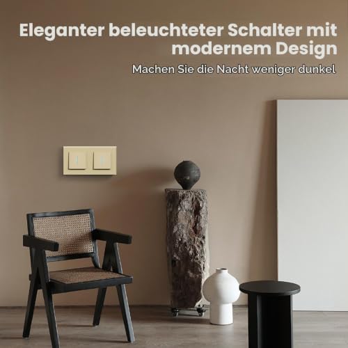 BSEED Lichtschalter aus Glas,Unterputz Schalter mit Krallen, Wechselschalter mit Hintergrundlicht, Einfach Montage, NEU E-Serie… – Ansicht 2