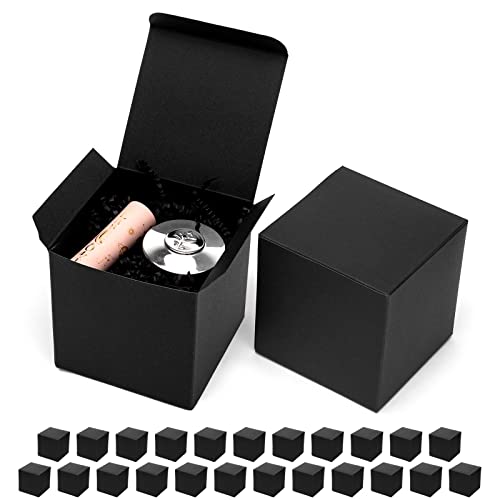Mcfleet Black Gift Boxes with Lids 4x4x4 Inches 25 Pack Groomsmen Proposal Cardboard Craft Gift Box...