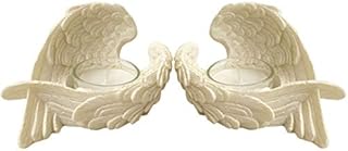 Set of 2 Angel Wings Tea Light Candle Holder Feathered Wings Heaven Memorial Ornaments