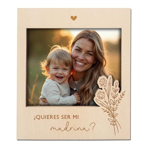 Joli Coon Moldura de madeira para perguntar à madrinha - Quer ser minha madrinha - Moldura de madeira magnética para foto juntos